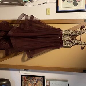 Maroon and gold dress